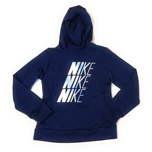 NIKE Youth Girls Navy Blue Hoodie Sweatshirt M